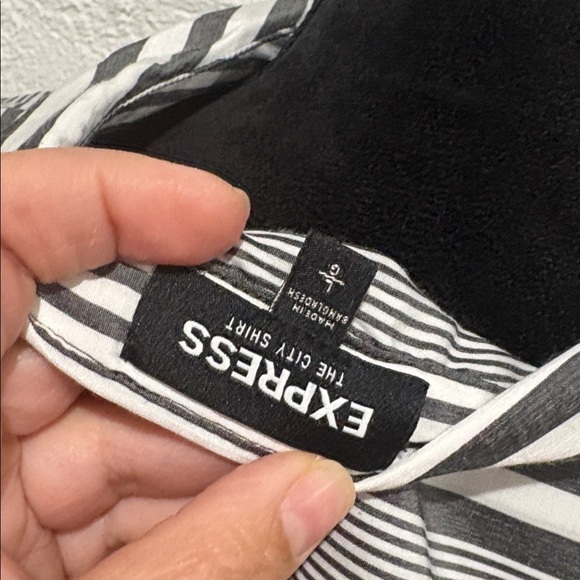 Express Long Shirt Striped Dark Grey and White Sleeveless Size Large - Picture 7 of 8